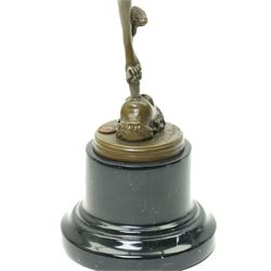 After Giambologna - Bronze figure of Mercury/Hermes with foundry mark on marble base H43cm