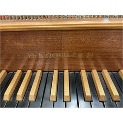 1970s Knowles oak cased harpsichord dated 1974 with 31-key ebonised keyboard, plain square legs and stretcher W88cm L172cm H84cm
