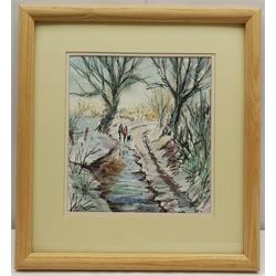 Penny Wicks (British 1949-): 'The Big Thaw', watercolour and ink signed, titled verso 23cm x 21cm