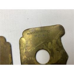 Three war department brass uniform protector button polisher, one marked 650097