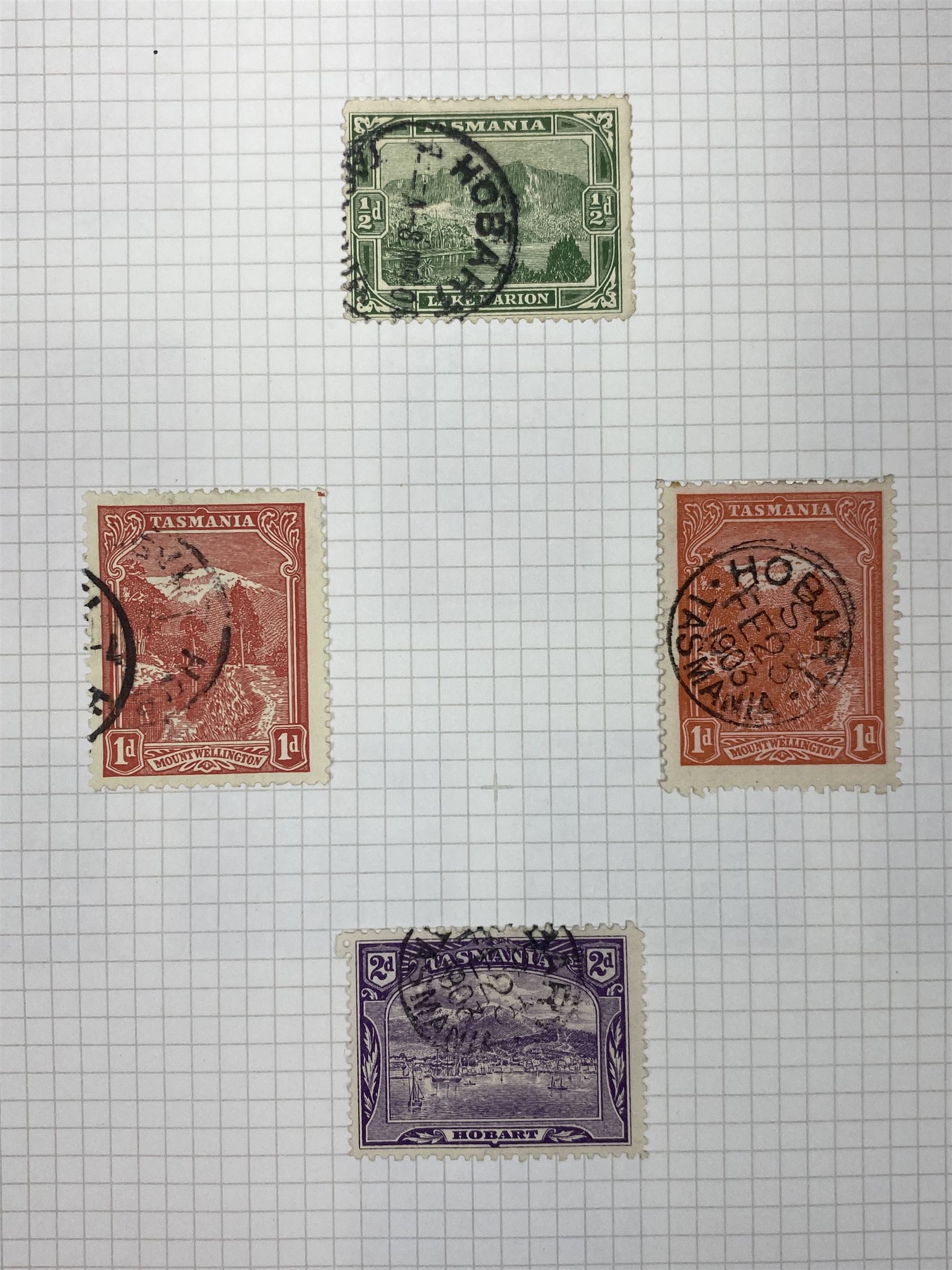 Van Diemen's Land (Tasmania) Queen Victoria and later stamps, including 1853-4 one penny and four penny stamps, 1855 two pence and four pence, 1856 one penny, 1857 various values, 1864-80 various perf issues etc, housed on pages