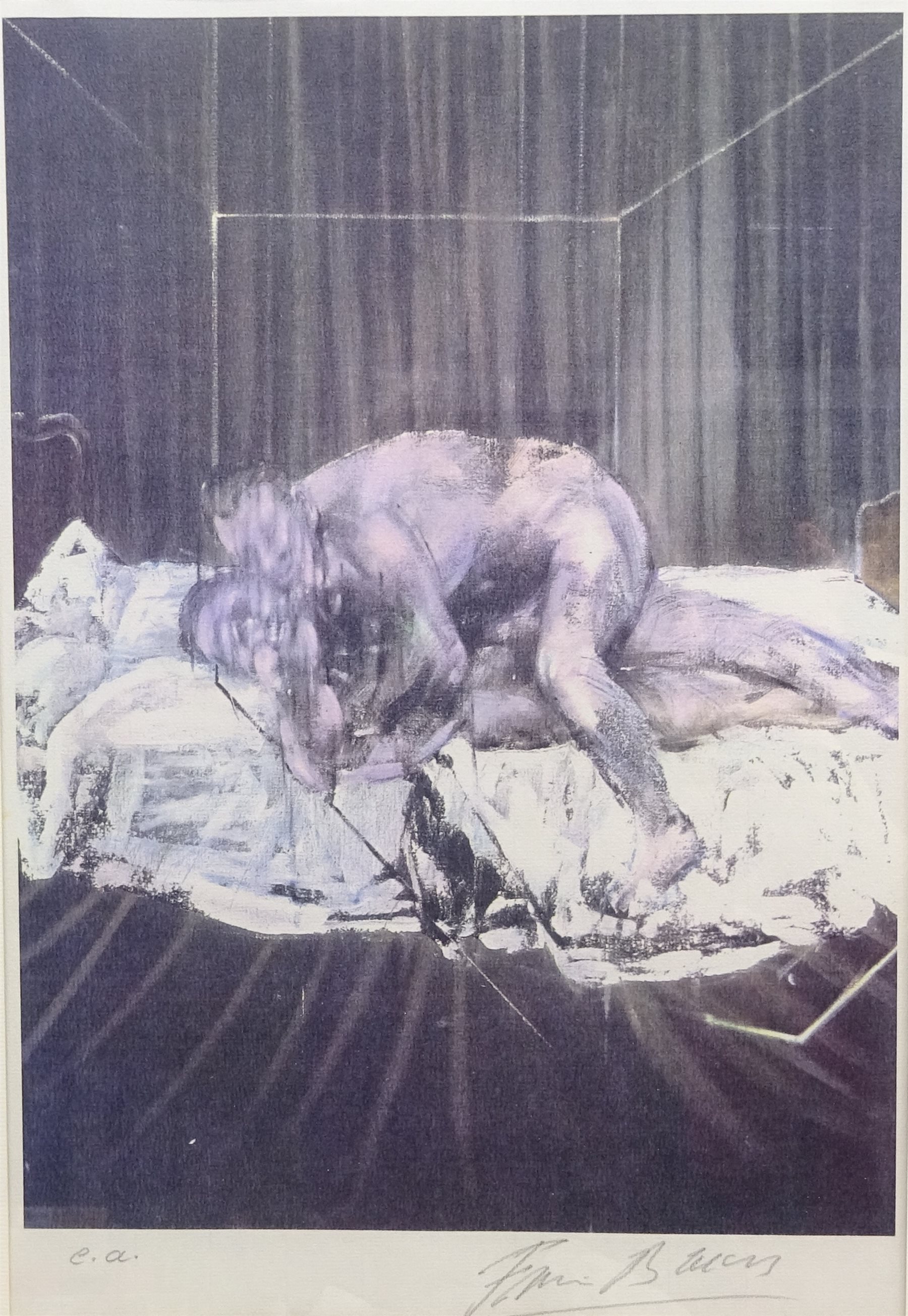 Francis Bacon (British 1909-1992): 'Two Figures 1953', artist's proof lithograph signed and marked e.a. in pencil 41cm x 28cm
Provenance: with Belmain Antiques, Ripon; Robert Simms Hampstead; with J Y Poucher, Vernon, France, label verso

