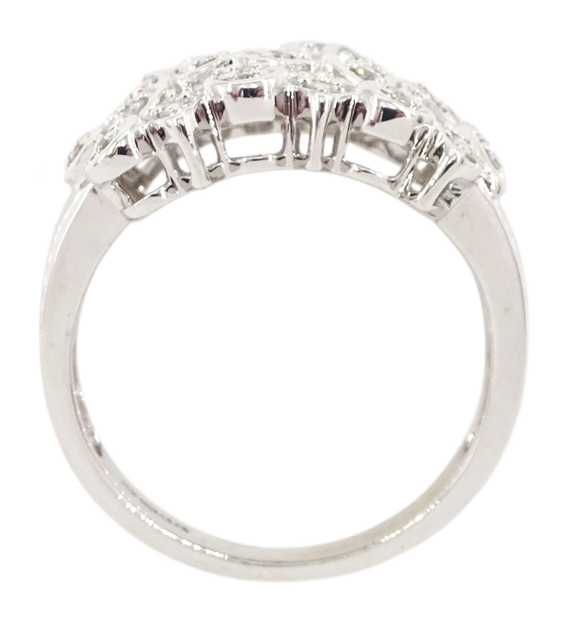 9ct white gold diamond cluster ring, hallmarked