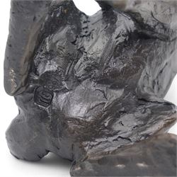 Michael Simpson (British Contemporary); Hare and Frog, two limited edition bronzes, monogrammed and numbered 99/150 and 94/150 to base, tallest H9cm (2)