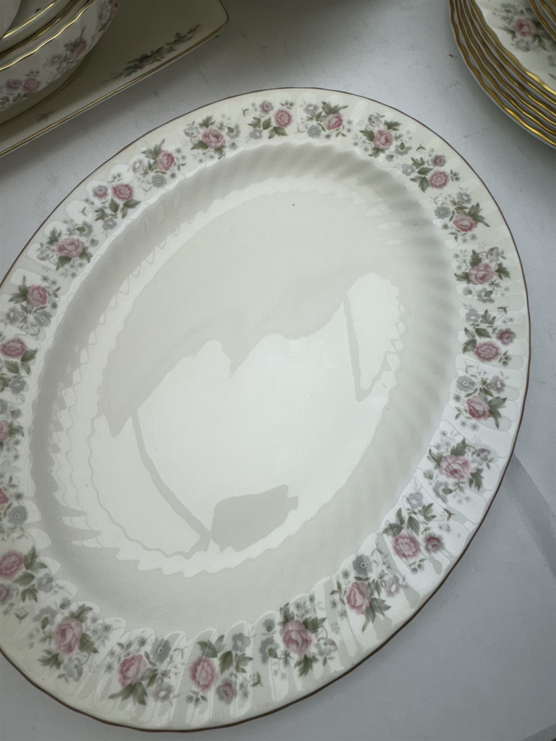 Minton Spring Bouquet pattern part tea and dinner service, including six dinner plates, six side plates, two covered dishes etc, together with Minton Marlow pattern part tea service  