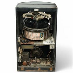 Ditchburn - 'Music Maker Panoramic 200' jukebox circa 1959, curved panoramic glazed front offering full view of the automatic selection process, accommodating 100 records (200 selections), with a stereo sound system, the aluminium trim over a woven speaker grille with an all-over ebonised and silver finish