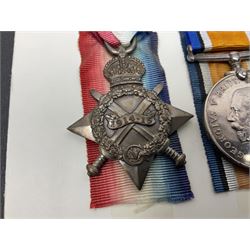 WWI trio of medals comprising British War Medal, Victory Medal and 1914-15 Star awarded to S2SR-01529 Pte. W. Merry A.S.C.; all with ribbons