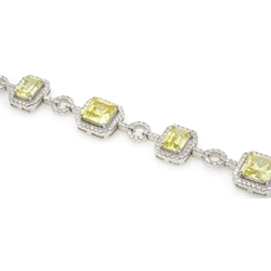  Silver citrine and cubic zirconia bracelet, stamped 925  