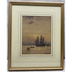 Robert William Esdaile Richardson (British 1861-1941): 'HMS Victory' in Portsmouth Harbour, watercolour signed and titled 27cm x 20cm