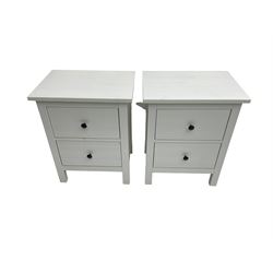 IKEA - 'Hemnes' white finish straight-front chest, fitted with two short and four long drawers; and IKEA - 'Hemnes' pair white finish bedside chests, fitted with two drawers