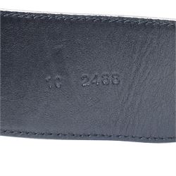 Prada - wide black leather waist belt, with oversized silver-tone circular ring clasp stamped PRADA, size 90/36