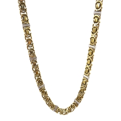  9ct white and yellow gold flattened Kings link chain necklace, hallmarked  