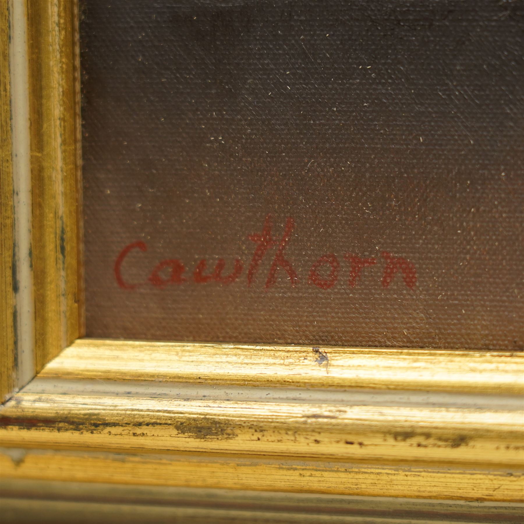 Christopher Cawthorn (British 20th century): Still Life with Fruit and Brass Pot, oil on canvas signed 39cm x 49cm