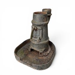 19th century rustic guards/break van railway stove, cast iron, stamped 