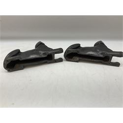 Pair of 20th century Egyptian cast metal sphinx models, H13.5cm