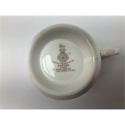 Wedgwood Queens Ware tea and dinner wares in Provence pattern, including ten cups and saucers, milk jug, butter dish with cover, ten dinner plates, ten bowls and ten side plates etc (71), together with Royal Doulton tea wares in Canton pattern, comprising six cups and saucers, milk jug, open sucrier and six dessert plates.    