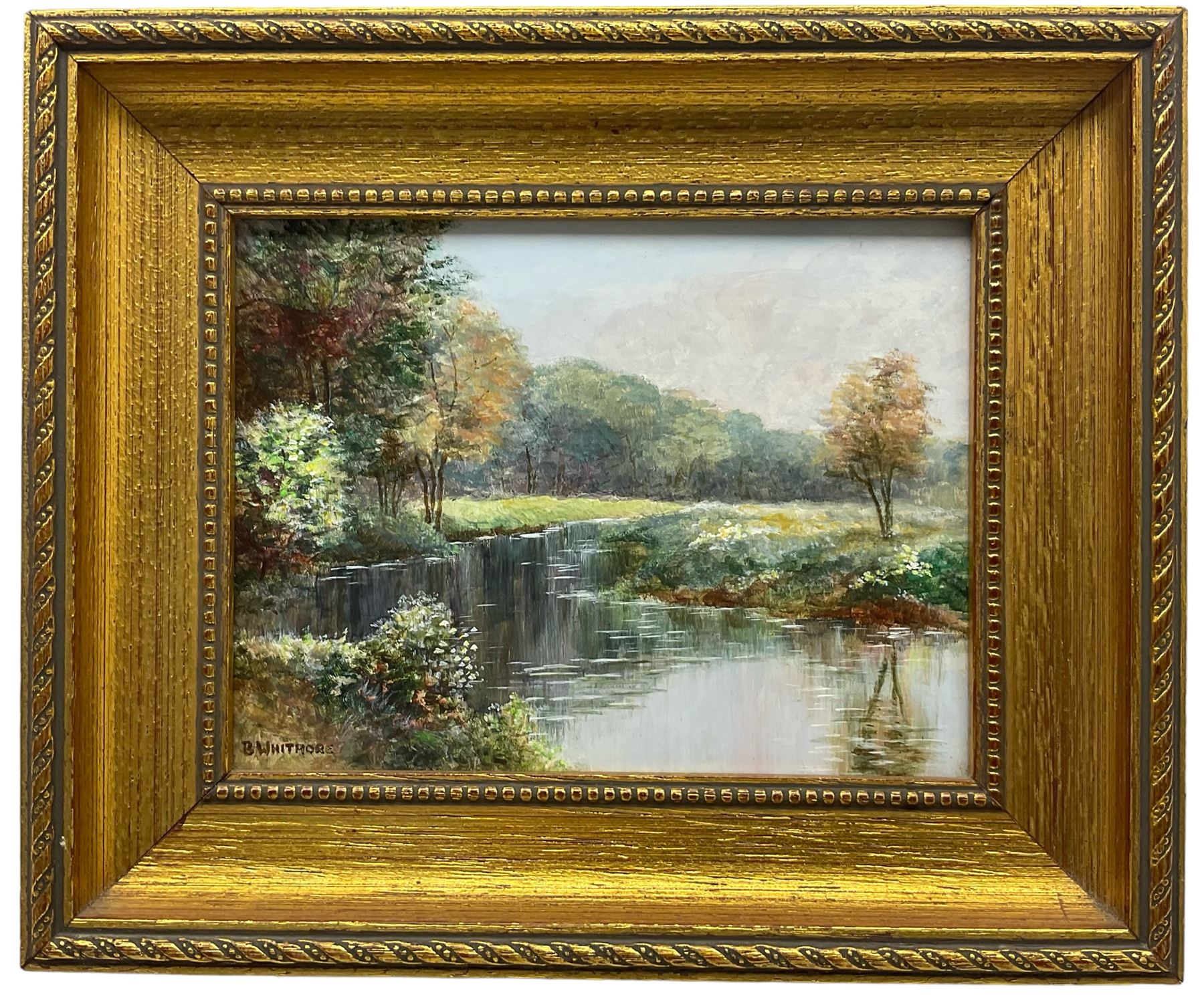 Barbara Whitmore (Whitby 20th century): 'Springtime - Forge Valley', oil on board signed, titled verso 12cm x 15cm