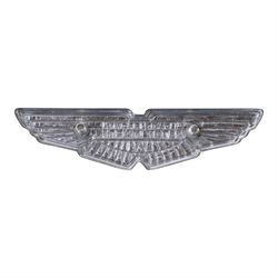 Aston Martin David Brown enamel and chrome wings badge, L12cm