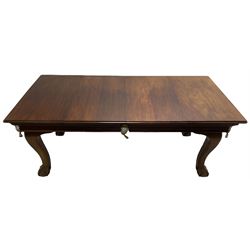 Riley - early 20th century mahogany snooker dining table, slate bed snooker table with dining leaves, on cabriole supports with ball and claw feet; together with accessories 