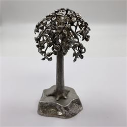 Modern silver and silver-gilt model of a partridge in a pear tree, hallmarked London 1979, maker's mark RFE, H9.5cm