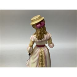 Five Royal Doulton figures from the Pretty Ladies collection, comprising Spring Ball HN5467, Autumn Ball 5465, Summer Ball HN5464, Summer HN5322 and Spring HN5321