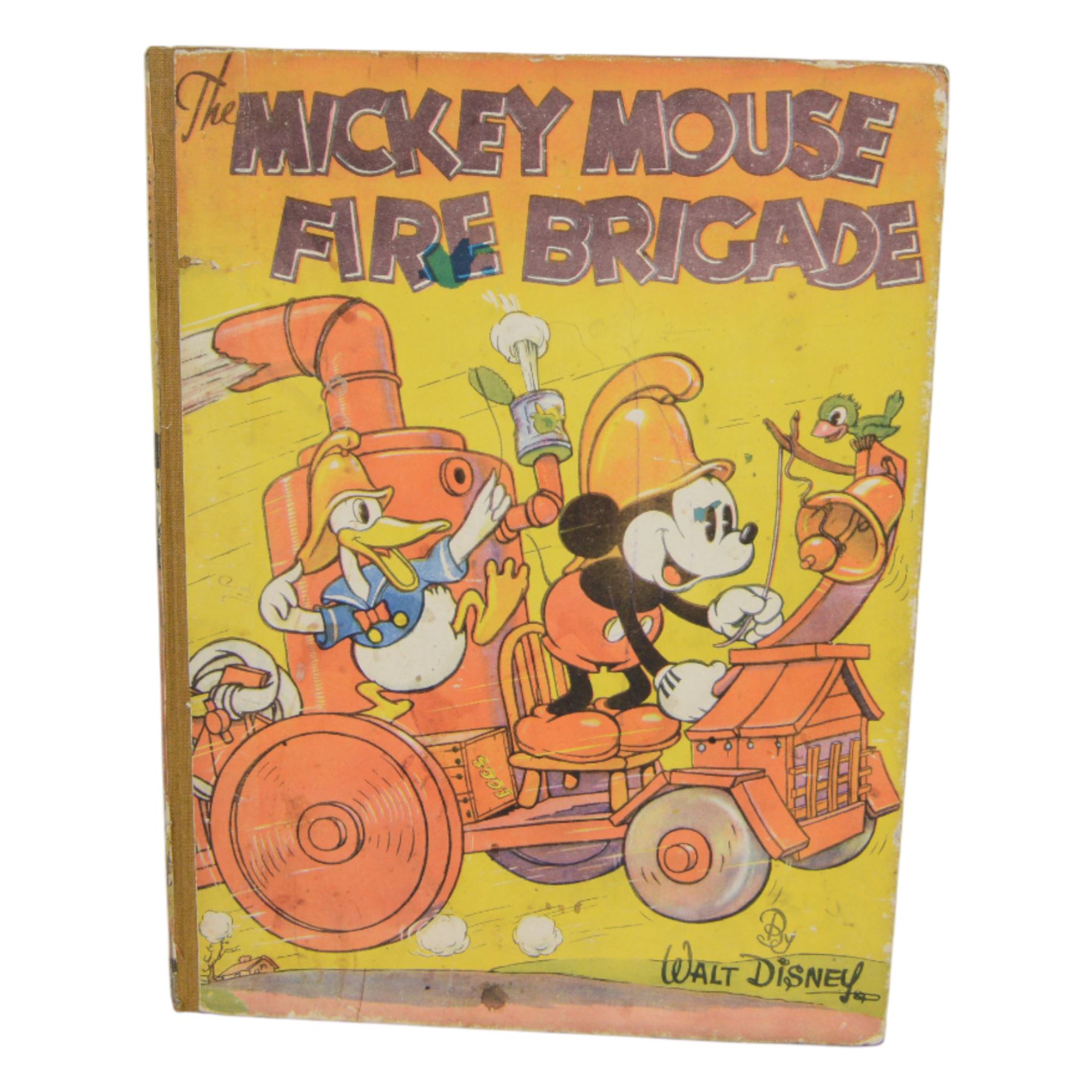 Walt Disney 'The Mickey Mouse Fire Brigade' first edition, pub. Collins Clear Type Press London and Glasgow 1936, no dustjacket, with 1930s Mickey Mouse Chums membership card and seals