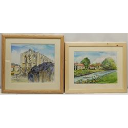 Penny Wicks (British 1949-): 'Sunny Sinnington' and 'Rievaulx Abbey', two watercolours signed, titled verso 28cm x 39cm and 33cm x 37cm (2)