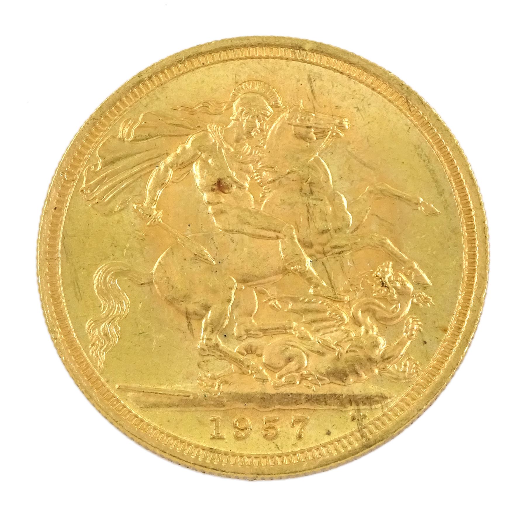 Queen Elizabeth II 1957 gold full sovereign coin