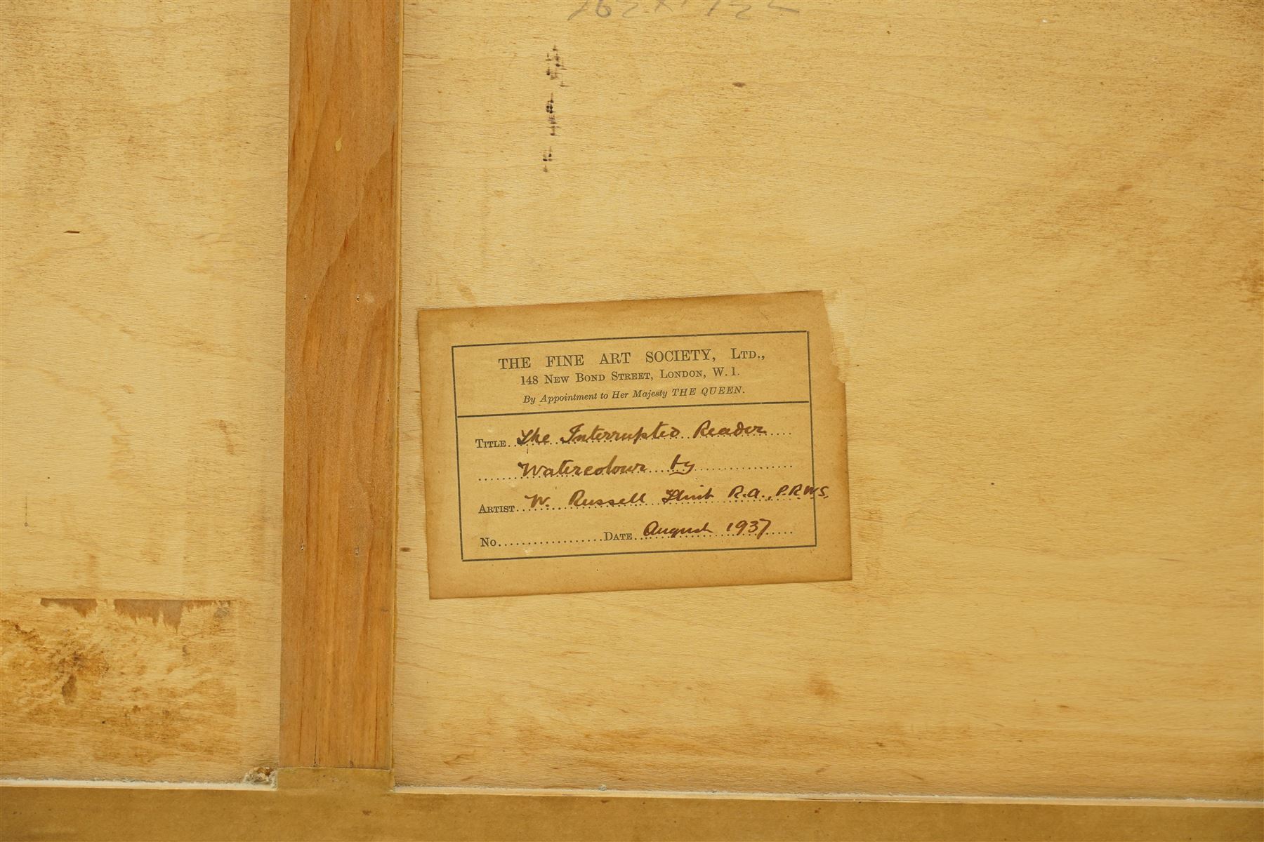 Sir William Russell Flint (Scottish 1880-1969): 'The Interrupted Reader', watercolour signed, titled and dated 1937 by the artist's hand on Fine Art Society label verso 50cm x 67cm