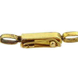 14ct gold oval cut sapphire and round brilliant cut diamond bracelet, stamped 585