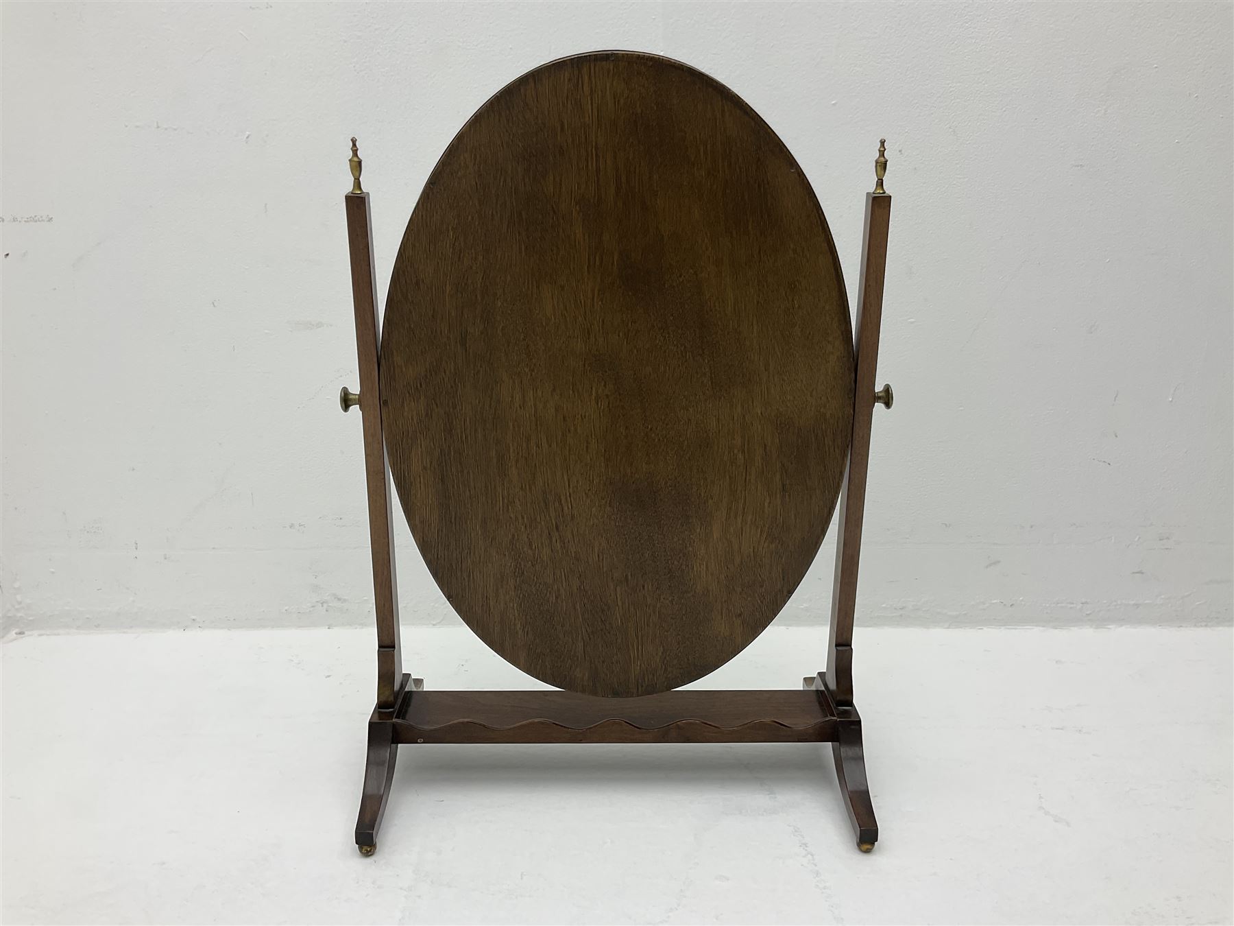 Mahogany framed Georgian style oval dressing table mirror, H65cm