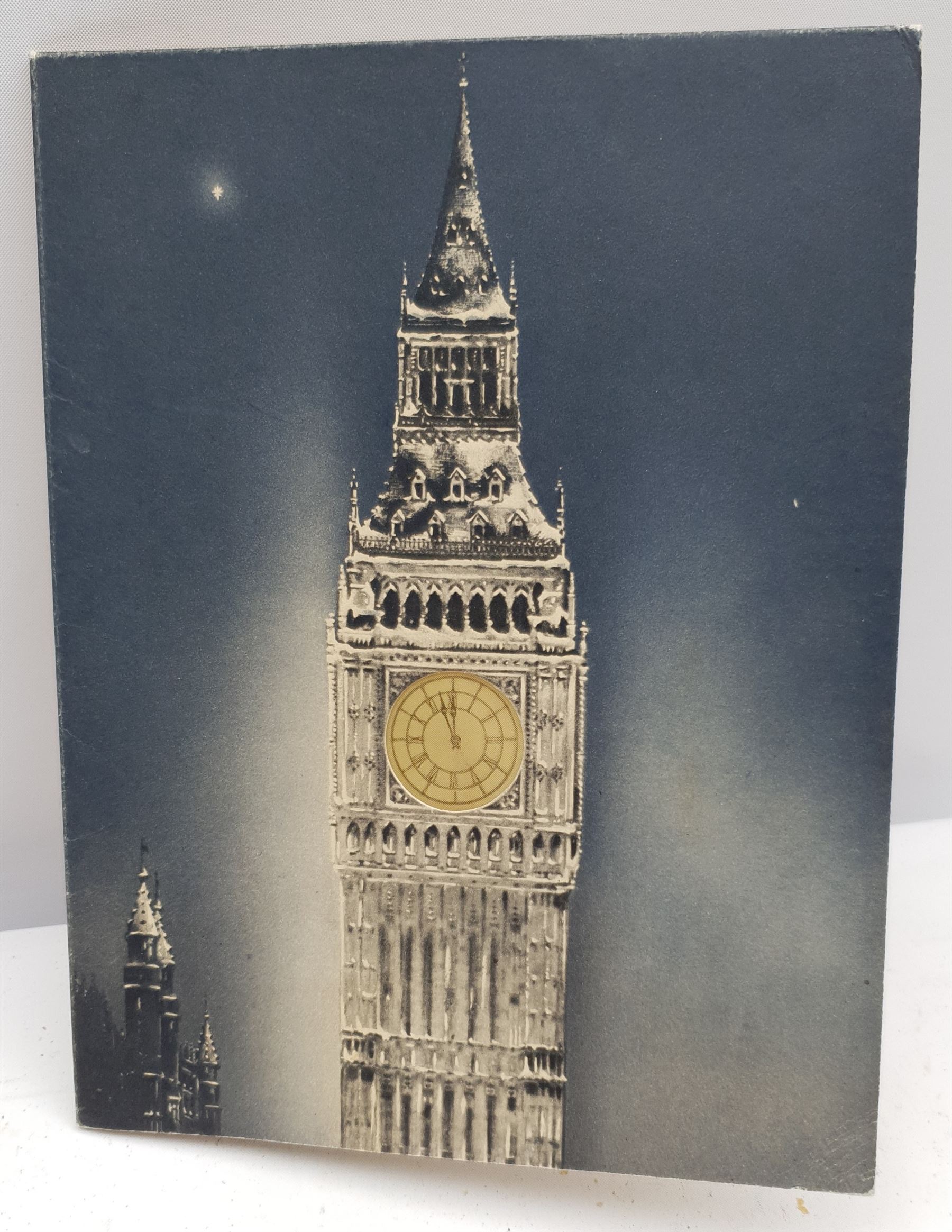 Frank Henry Mason (Staithes Group 1875-1965): 'Esperance Bay' - Steam Liner, crayon sketch signed with initials and titled 9cm x 14.5cm, attached inside a Tuck card depicting Big Ben
Provenance: from the estate of Christine Dexter and by descent from the artist's sister Eleanor Marie (Nellie)