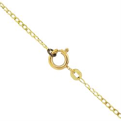 18ct gold diamond heart shaped pendant, three round brilliant cut diamonds of approx 0.55 carat, on 9ct gold flattened curb link chain necklace, both hallmarked