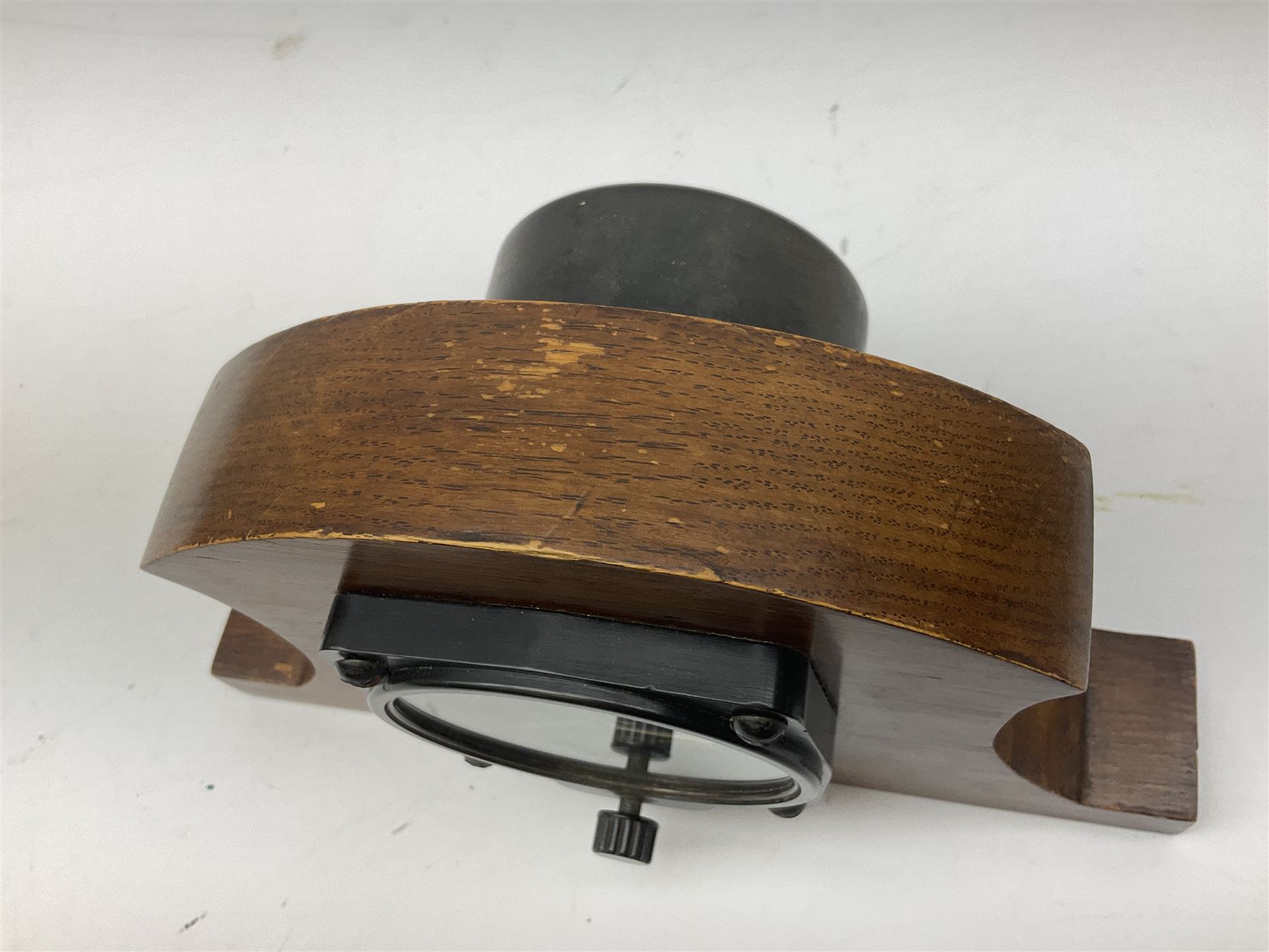 WW2 Spitfire or Lancaster cockpit altimeter Mk.XIVA, stamped 175/41 GA/1273; mounted in oak mantel clock type case L22cm