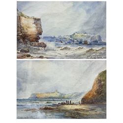 Austin Smith (British Early 20th Century): Scarborough North and South Bay, pair of watercolours signed and dated 1923, 17cm x 26cm (2)