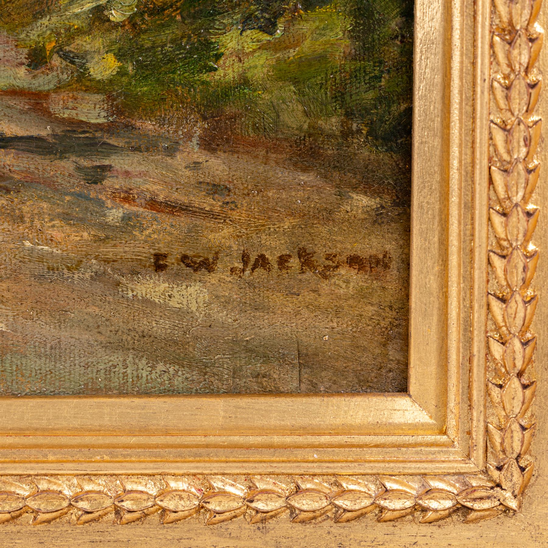 Frederick William Jackson (Staithes Group 1859-1918): 'Farm near Runswick Bay', oil on canvas signed, titled on plaque 45cm x 73cm 
Provenance: exh. Walker Galleries, Harrogate, label verso