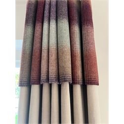 Pair of (190cm) quality full height Linara Wicker curtains with Moon Kilnsey heading, interlined overall height 228cm, overall width 190cm (each curtain) 