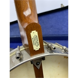  Windsor Popular Model 3 five-string banjo, impressed mark and maker's label and retailer's plaque for 'Leonard Dews 10 Euston Street also 43 Market Street, Blackpool', L89cm, in carrying case  