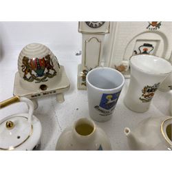 Collection of crested ware ceramics and similar, including items by W.H.Goss, Arcadian, Willow Art, etc 