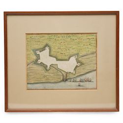 Johannes (Joan) Blaeu (Dutch 1596-1673): 'Ter Neuse' (Terneuzen) - the Netherlands, 17th century engraved map or plan with hand-colouring pub. 'Toneel der Steeden' 1649, 20cm x 25cm