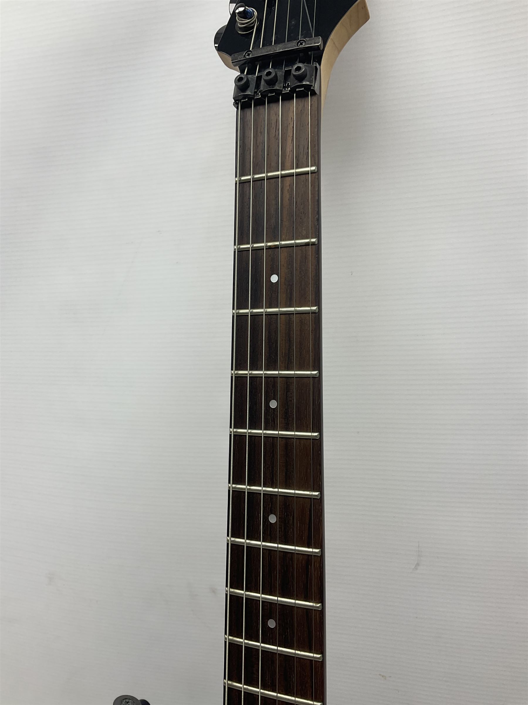 Ibanez Prestige RG1570 Mirage Blue electric guitar in black with tremolo arm, serial no.FO812696, L98.5cm; in original Ibanez fitted hard case marked Team J Craft