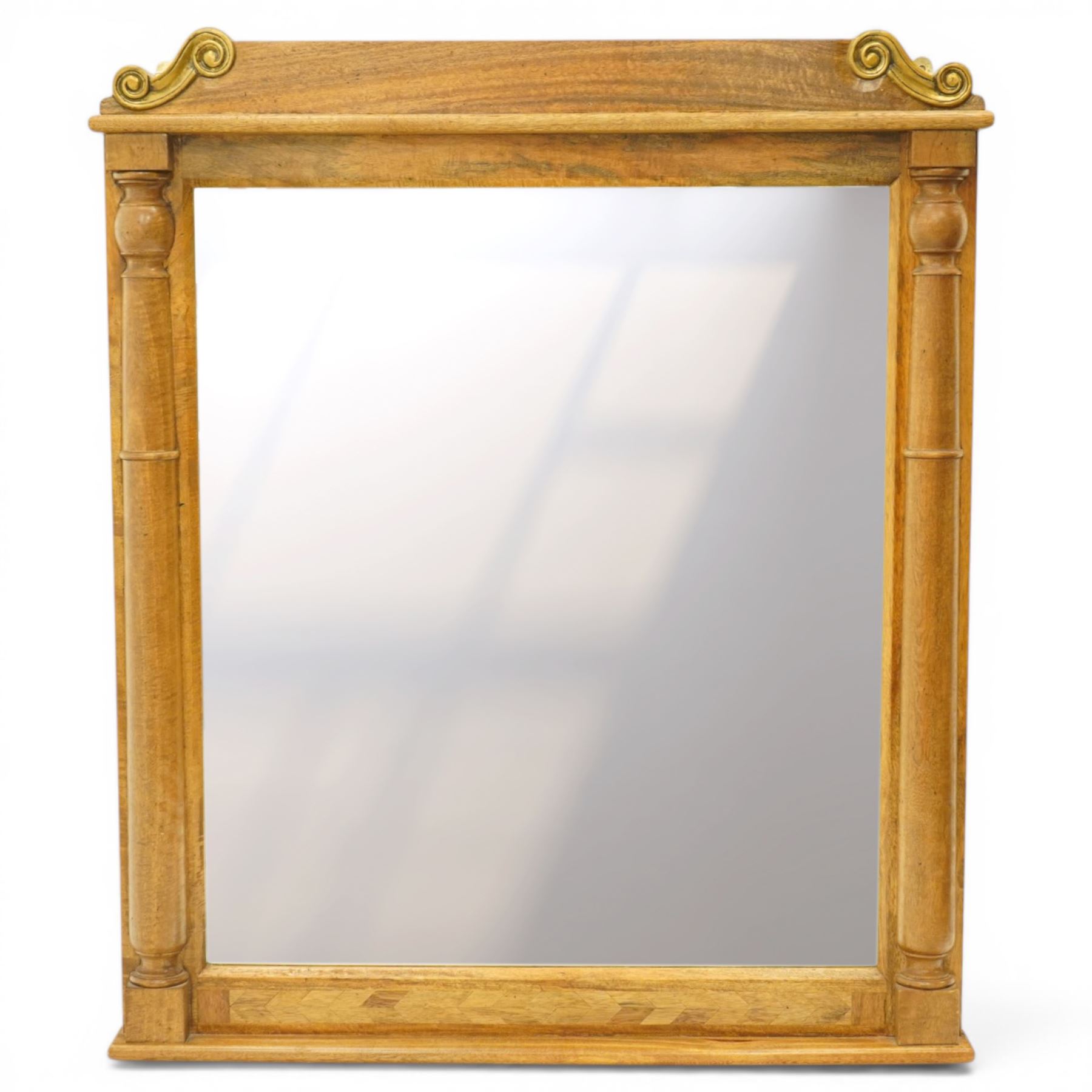 Baker Furniture - 'Baluster' range mango wood mirror, with scrolled gilt metal mounts