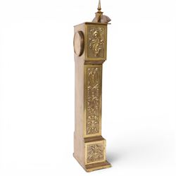 Victorian brass miniature longcase clock, the dial signed MacMichael, 42 South Audley St, London, H45cm