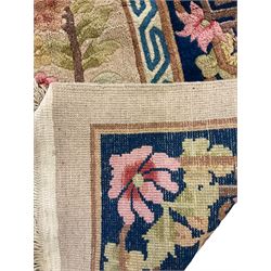 Chinese beige ground rug, blue border