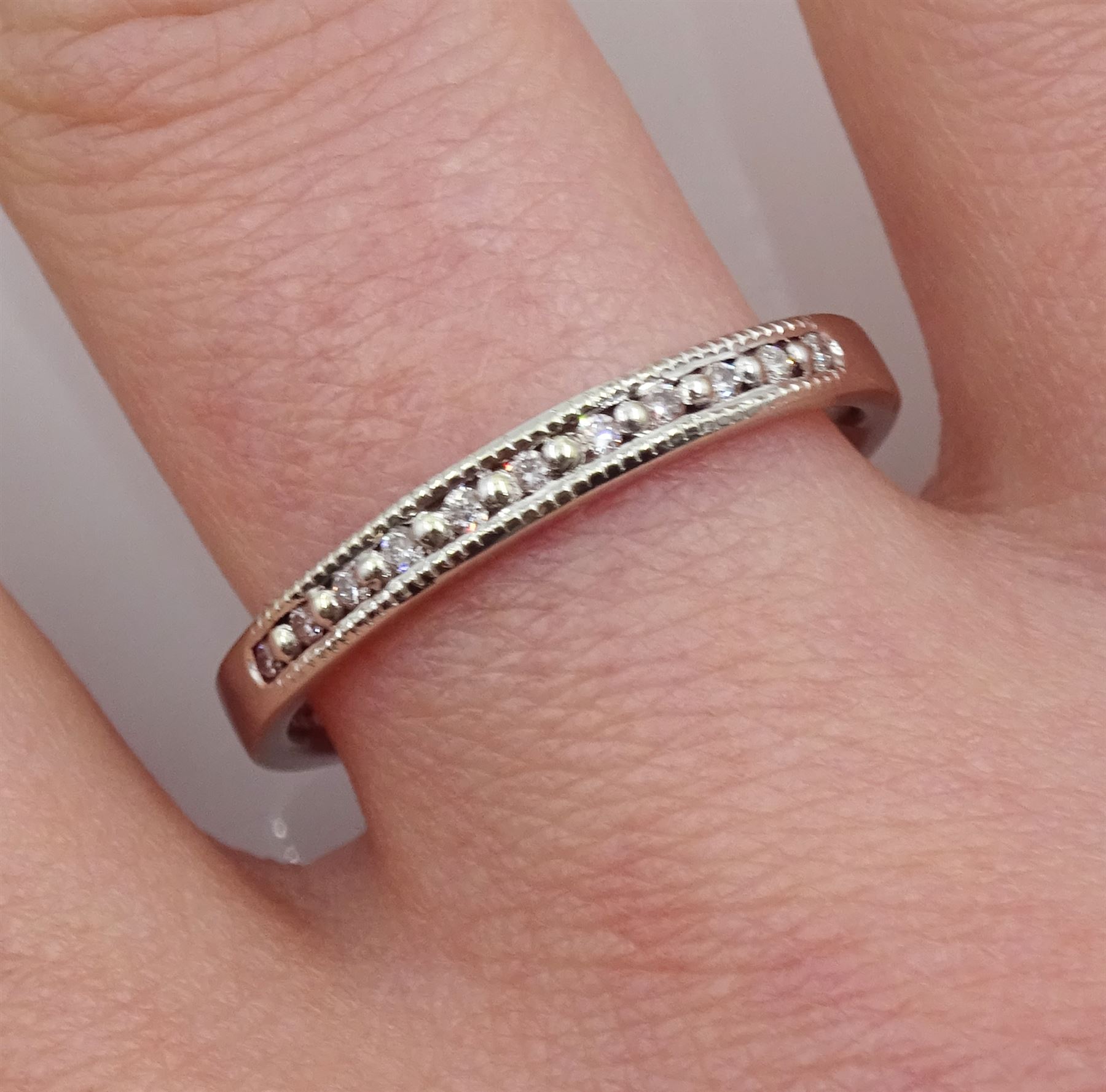 9ct gold diamond half eternity ring, hallmarked