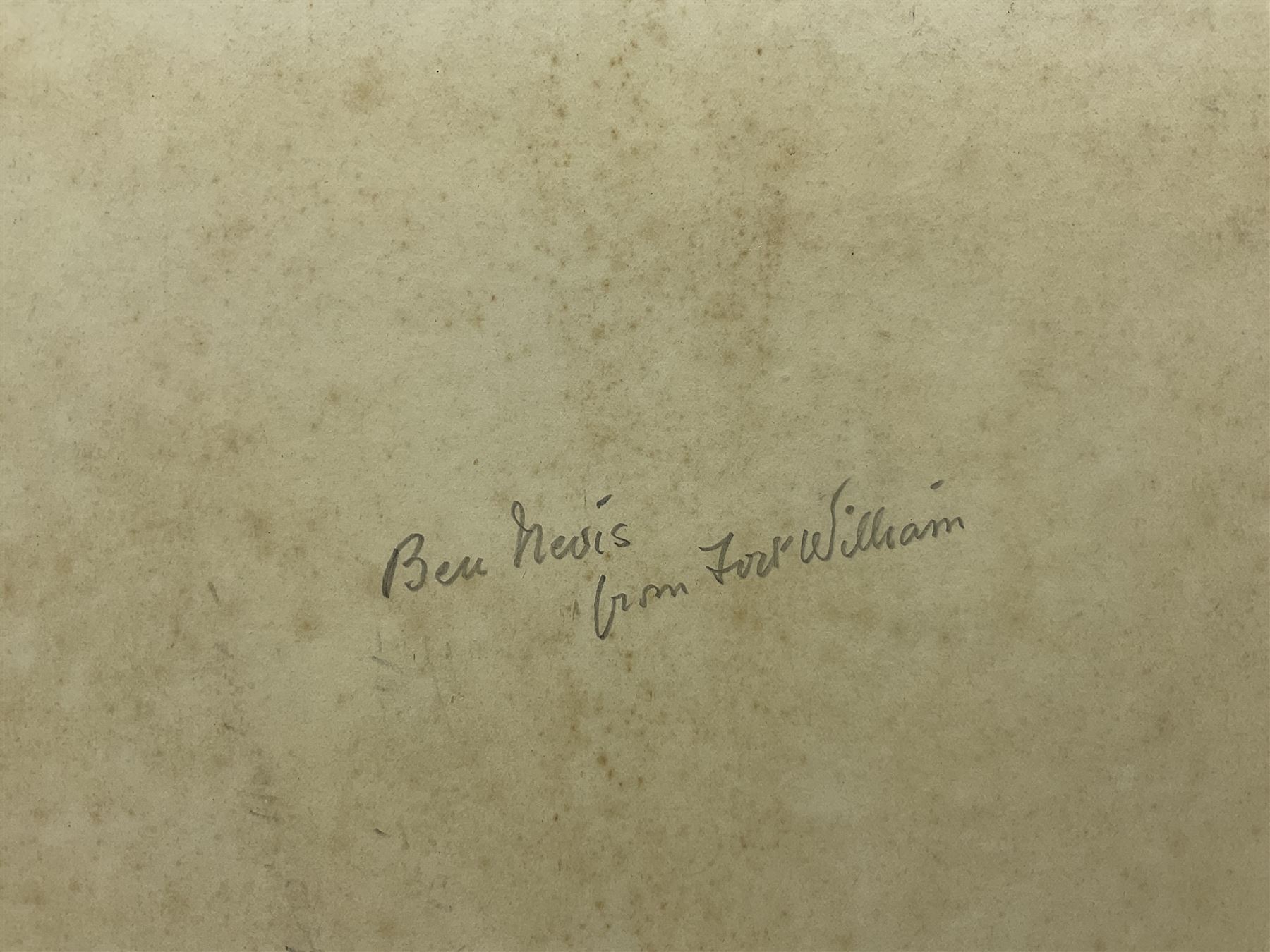 Charles William Adderton (British 1866-1944): 'Ben Nevis from Fort William', watercolour signed and dated 1912, titled verso 31cm x 47cm (unframed)
Provenance: direct from the family of the artist Harry Wanless 1872-1934, part of a collection never previously seen on the market
Notes: Adderton was a friend of the brothers Harry and Charles Wanless, all of whom studied under Albert Strange at the Scarborough School of Art School. Adderton had a studio at 55 Sandside, Scarborough between 1894 and 1901, he moved to Ockbrook Derby and later to Robin Hoods Bay where he was a member of the Fylingdales Group of Artists