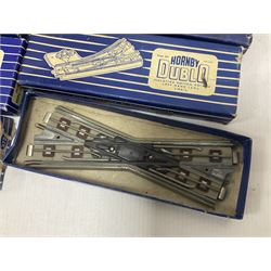 Hornby Dublo - 4620 Breakdown Crane; TPO Mail Van Set; D1 Level Crossing; Pullman cars and goods vans; with a large quantity of track to include straight and curved track, switch points and buffer stops; boxed and loose
