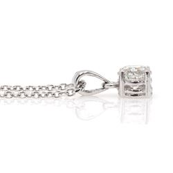 18ct white gold round brilliant cut single stone diamond pendant necklace, hallmarked, diamond approx 0.60 carat
