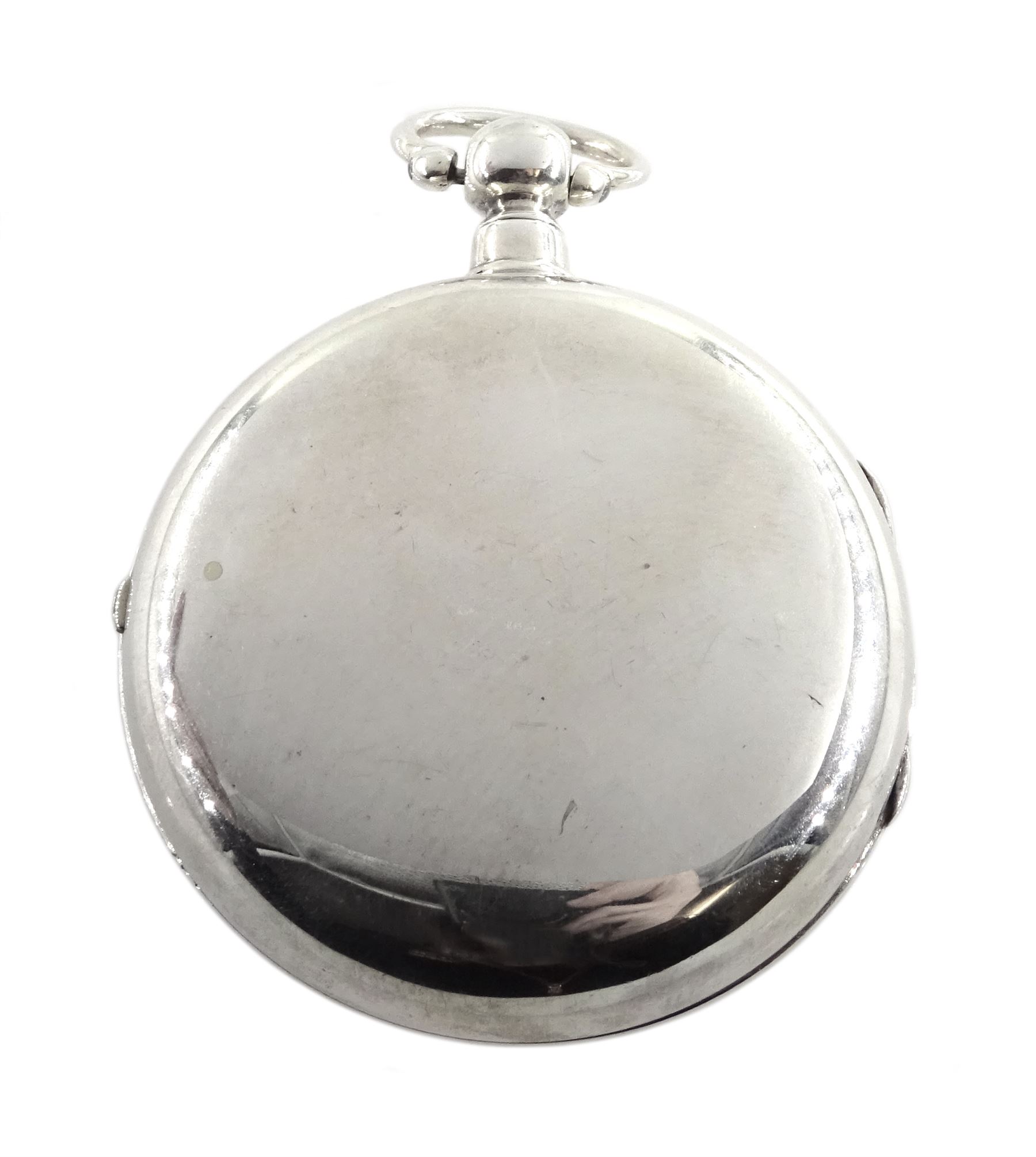 Victorian silver pair cased verge fusee pocket watch by Thomas Martin, London, No. 8139, pierced and engraved balance cock decorated with a mask, white enamel dial with Roman numerals, case by William Carter, London 1856