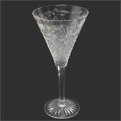 Set of nine Stuart crystal Beaconsfield pattern wine or water glasses H20cm and ten smaller wine glasses H17.5cm